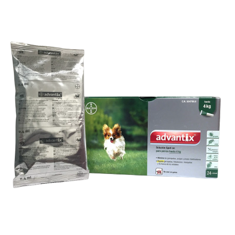 Pipette antipuce chien Advantix 0–4 kg, 4 pipettes (blister)