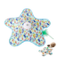 Alfombra de juego con pluma escondida y sonido para gatos, azul con dibujos - ZONLIDOOG