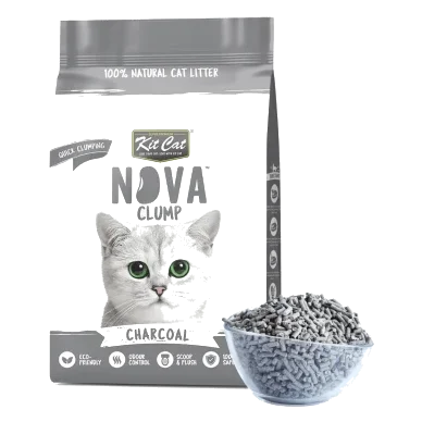 Litière pour chat végétale agglomérante Kit Cat NovaClump au charbon 7 L