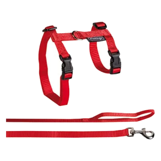 Harnais et laisse rouges pour chat, XL