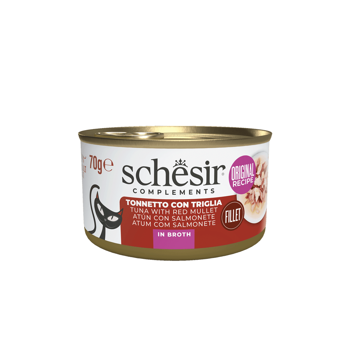 Pâtée chat Schesir thon avec rouget en bouillon, boîte 70 g