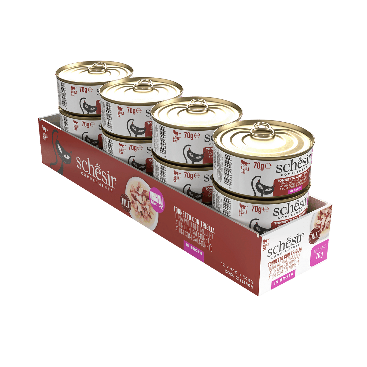 Pâtée chat Schesir thon avec rouget en bouillon, boîte 70 g – image 2