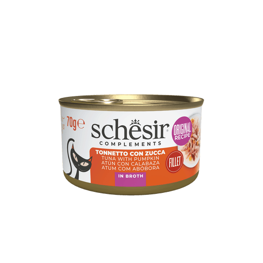 Pâtée chat Schesir thon avec potiron en bouillon, boîte 70 g