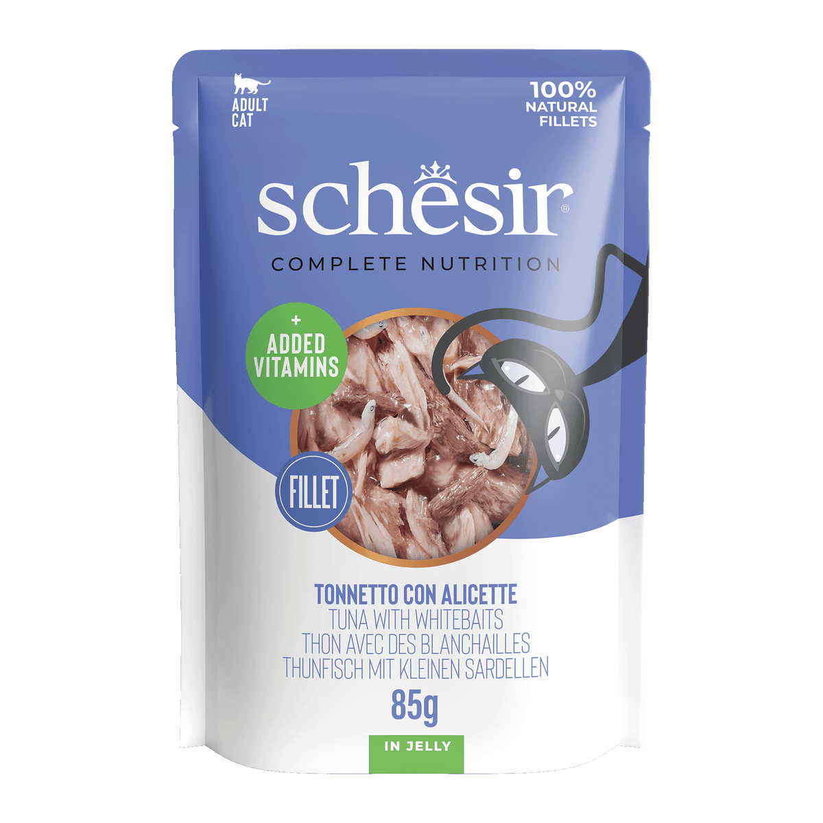 Pâtée chat Schesir thon avec anchois, sachet 85 g