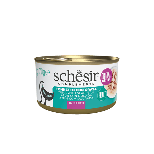 Pâtée chat Schesir thon avec dorade en bouillon, boîte 70 g