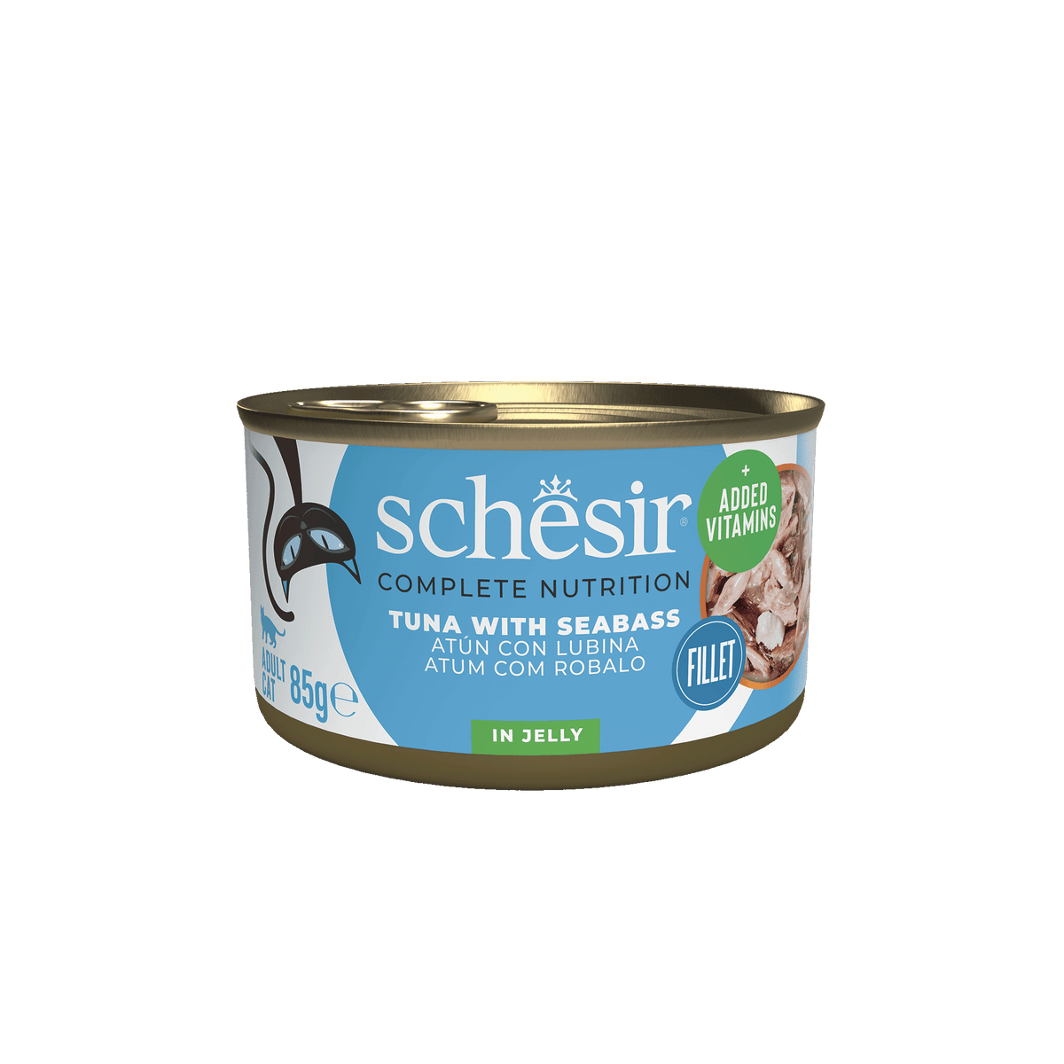 Pâtée chat Schesir thon avec bar, boîte 85 g