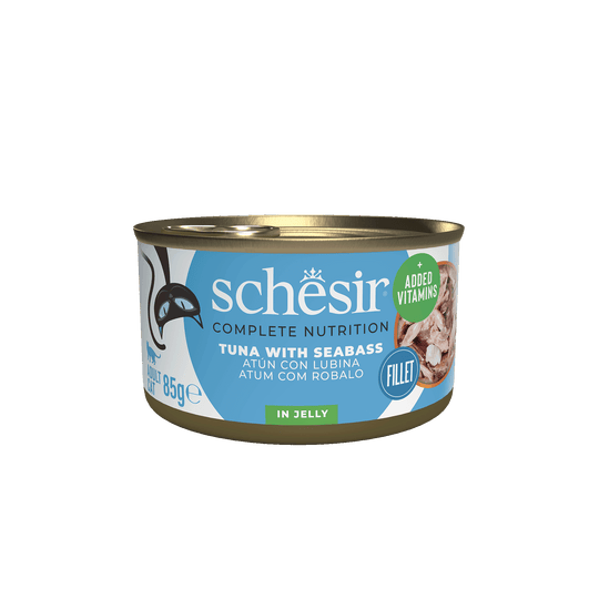 Pâtée chat Schesir thon avec bar, boîte 85 g