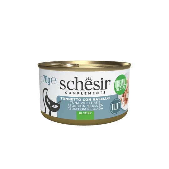 Pâtée chat Schesir thon et merlu, boîte 70 g