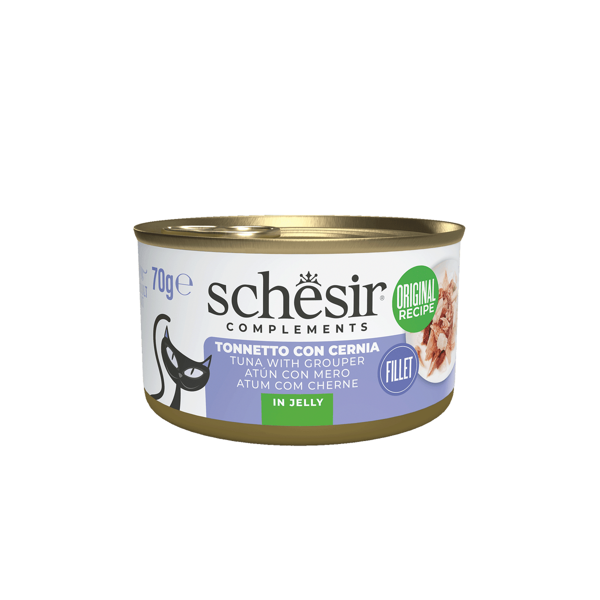 Pâtée chat Schesir thon avec mérou, boîte 70 g