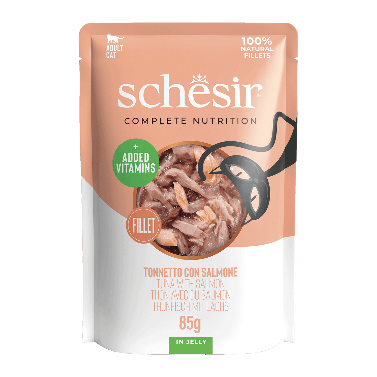 Pâtée chat Schesir thon avec saumon, sachet 85 g