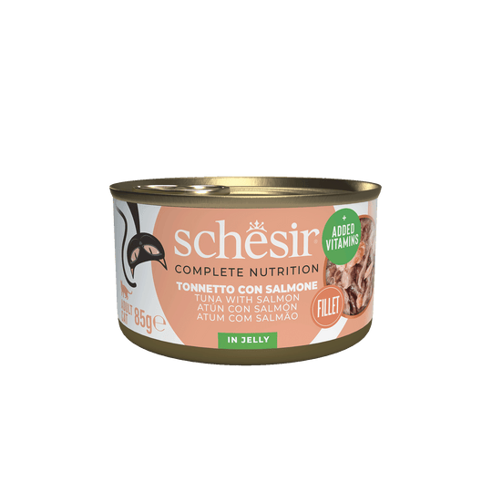 Pâtée chat Schesir thon avec saumon, boîte 85 g
