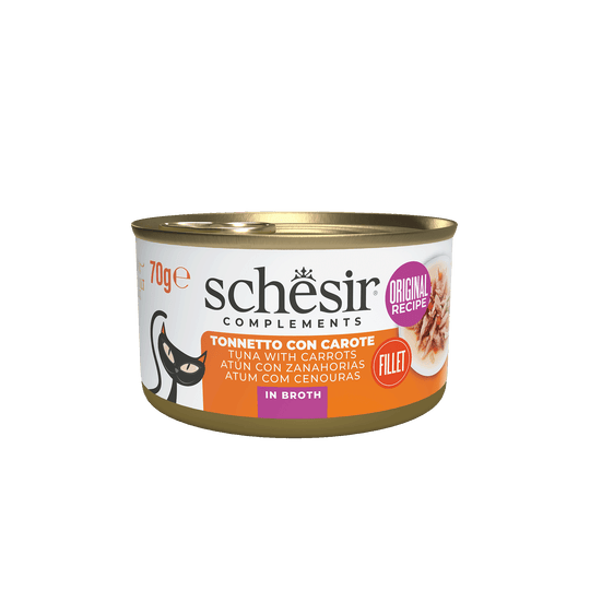 Pâtée chat Schesir thon avec carotte en bouillon, boîte 70 g