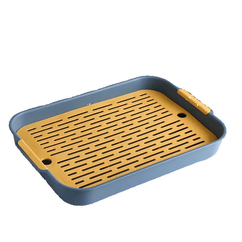 Bandeja higiénica de doble capa con rejilla para conejos y cobayas, azul M (36 x 24 cm)