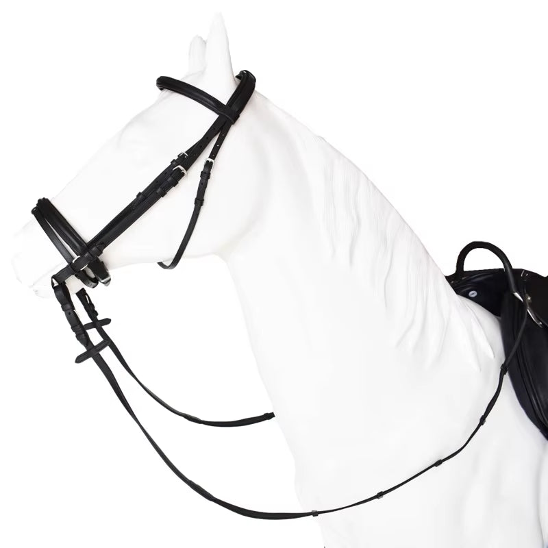 Filet anglais en cuir pour cheval avec rênes – vue 4