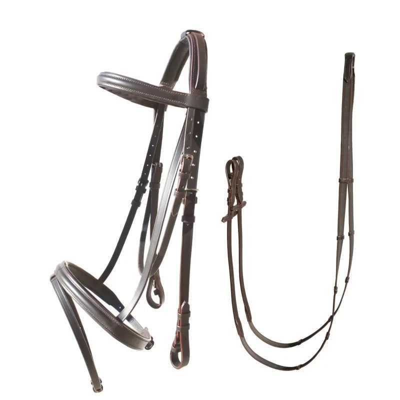 Filet anglais en cuir pour cheval avec rênes – vue 8