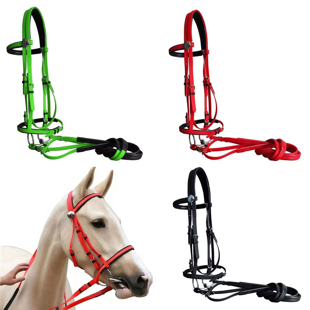 Filet en PVC avec rênes réglables pour cheval – vue 2