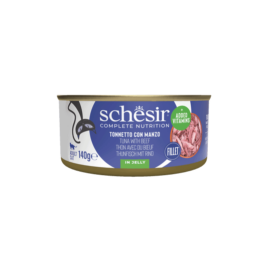 Pâtée chat Schesir thon avec filets de bœuf, boîte 140 g