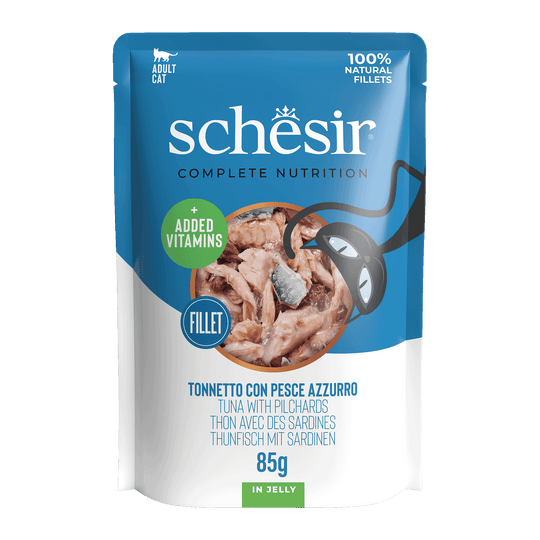 Pâtée chat Schesir thon avec sardines, sachet 85 g