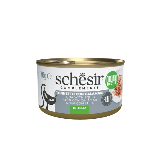 Pâtée chat Schesir thon avec calamars, boîte 70 g