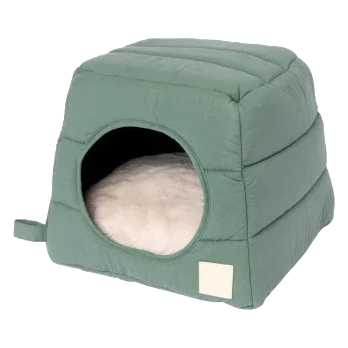 Panier igloo pour chat en coton FuzzYard Life Myrtle Green