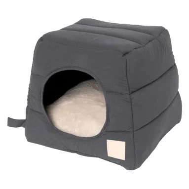 Panier igloo pour chat en coton FuzzYard Life Slate Grey