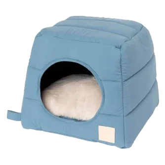 Panier igloo pour chat en coton FuzzYard Life French Blue