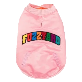 Blouson bomber satiné pour chien FuzzYard Frat rose