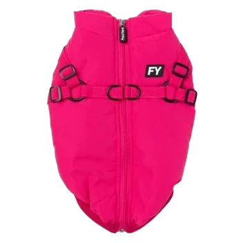 Manteau harnais pour chien FuzzYard Flash magenta