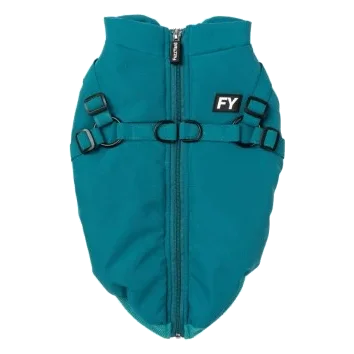 Manteau harnais pour chien FuzzYard Flash bleu canard