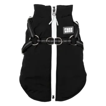 Doudoune pour chien avec harnais FuzzYard Horizon noire