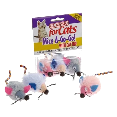 Souris jouets pour chat Classic Wide Eye Shaggy Mice 3 pcs