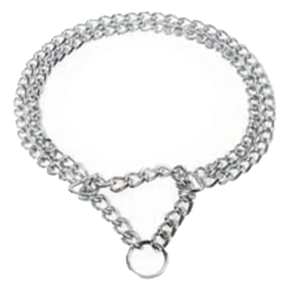 Collier étrangleur chien double chaîne, 40 à 60 cm