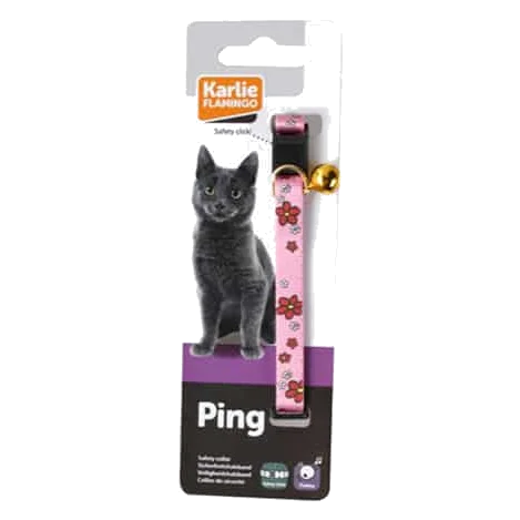 Collier chat fleur rose