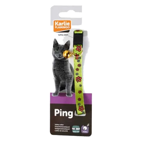 Collier chat fleur vert