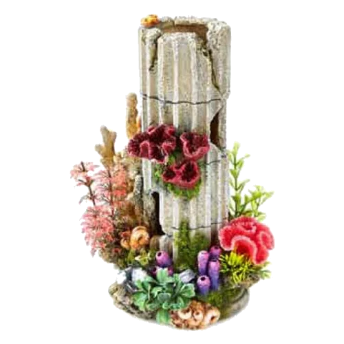 Colonne en pierre avec plantes décoration aquarium