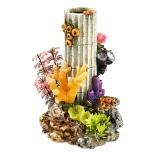 Colonne en pierre moyenne avec plantes décoration aquarium