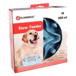 Gamelle anti-glouton Beno bleue Flamingo pour chien, taille M, 800 ml