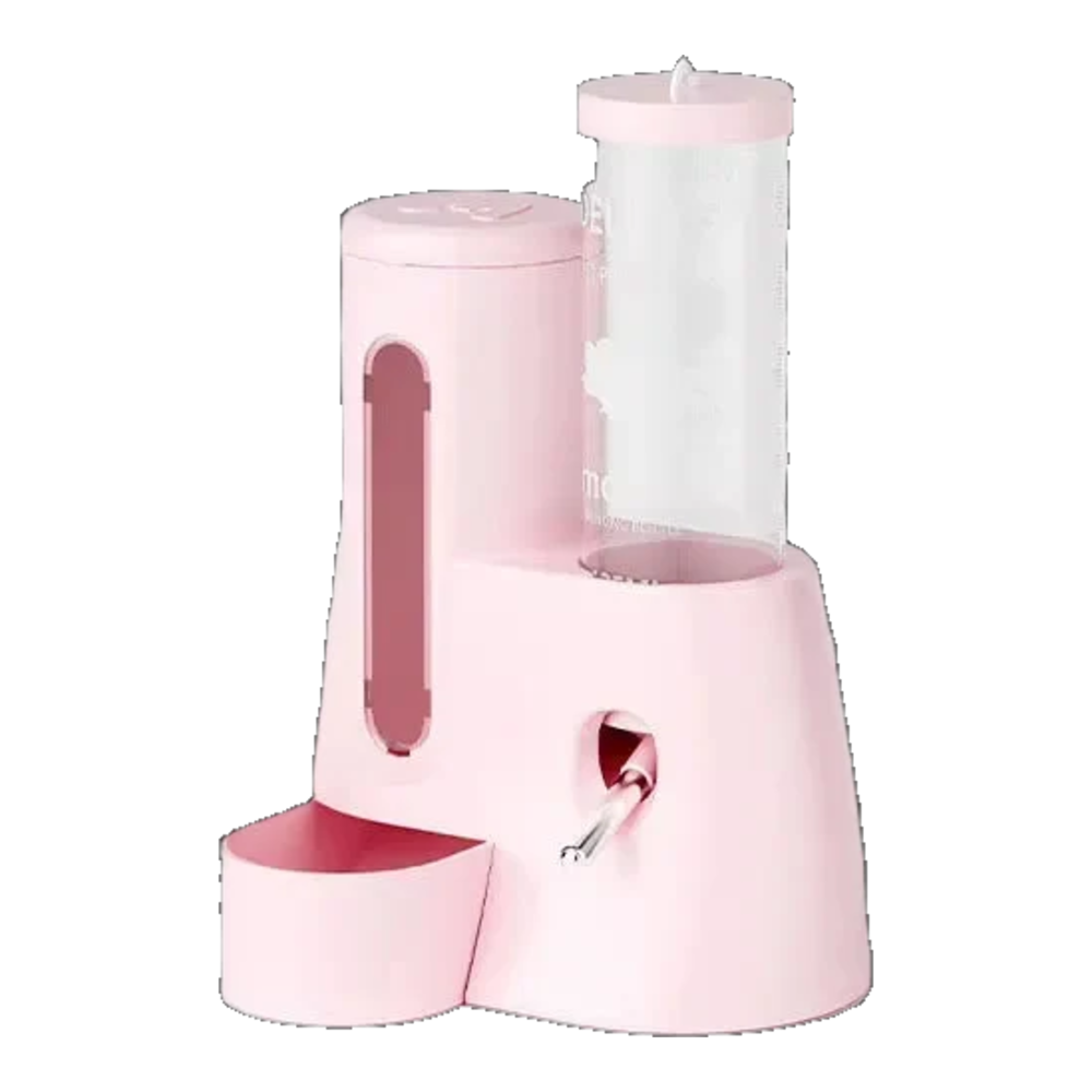 Distributeur de nourriture et d'eau 2 en 1 pour hamster rose