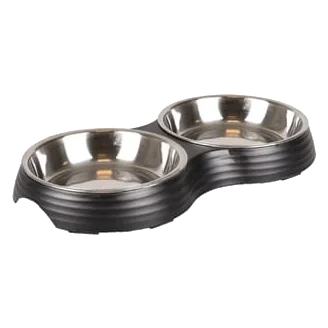 Gamelle double Aschau Duo Dinner en mélamine noire pour chien