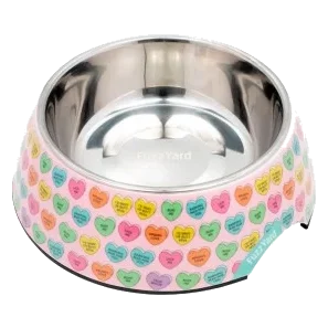 Gamelle antidérapante pour chien FuzzYard Candy Hearts en inox