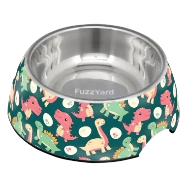 Gamelle antidérapante pour chien FuzzYard Dinosaur Land en inox