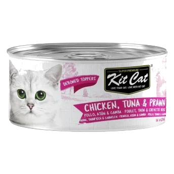 Pâtée pour chat Kit Cat Toppers poulet, thon et crevette en gelée, 80 g
