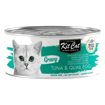 Pâtée pour chat en sauce Kit Cat Gravy thon et œuf de caille 70 g