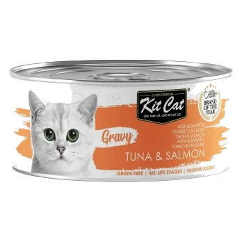 Pâtée pour chat en sauce Kit Cat Gravy thon et saumon 70 g