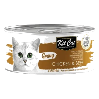 Pâtée pour chat en sauce Kit Cat Gravy poulet et bœuf 70 g