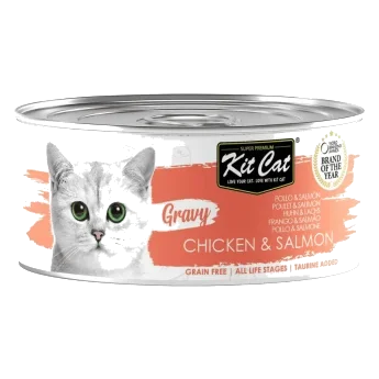 Pâtée pour chat en sauce Kit Cat Gravy poulet et saumon 70 g