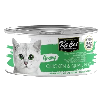Pâtée pour chat en sauce Kit Cat Gravy poulet et œuf de caille 70 g