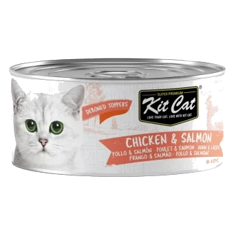 Pâtée pour chat en gelée Kit Cat Toppers poulet et saumon 80 g
