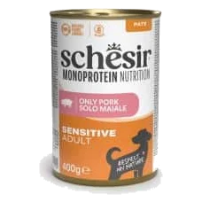 Pâtée chien adulte Schesir Monoprotein porc, boîte 400 g