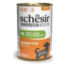 Pâtée chien adulte Schesir Monoprotein agneau, boîte 400 g
